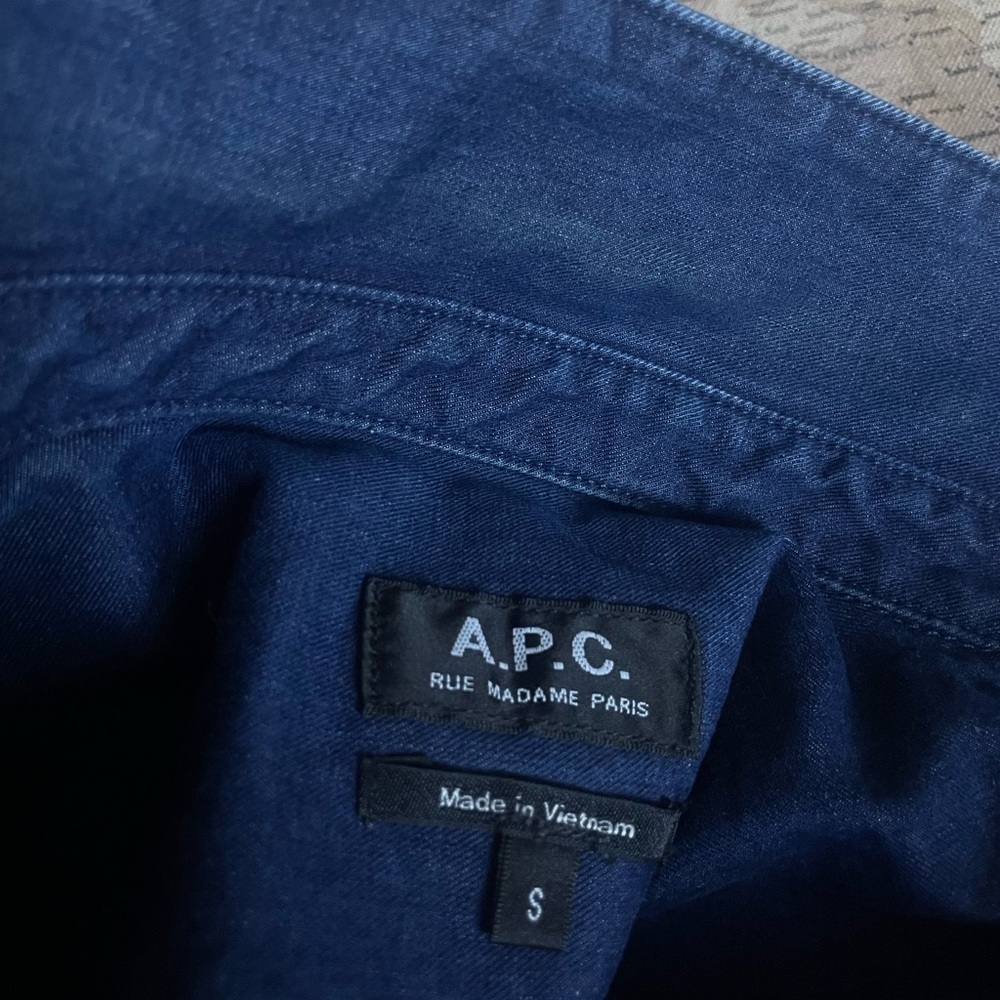 A.P.C. LOGO SHIRT Denim Long Sleeve Size Small - Picture 10 of 10